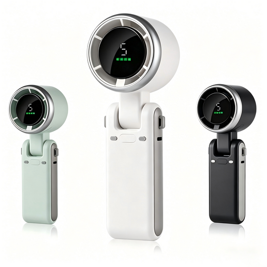 Foldable handheld fan with turbo high-speed silent strong wind, USB rechargeable, neck-hanging small fan
